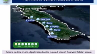 Begini Prediksi Cuaca BMKG di Sulsel pada Mudik Lebaran 2026