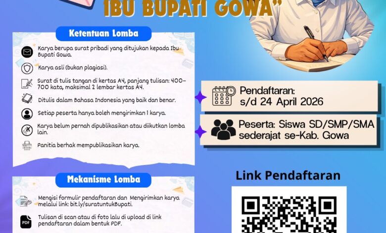Peringati Hari Kartini 2026, Pemkab Gowa Dorong Literasi Generasi Muda Melalui Lomba Surat Untuk Bupati