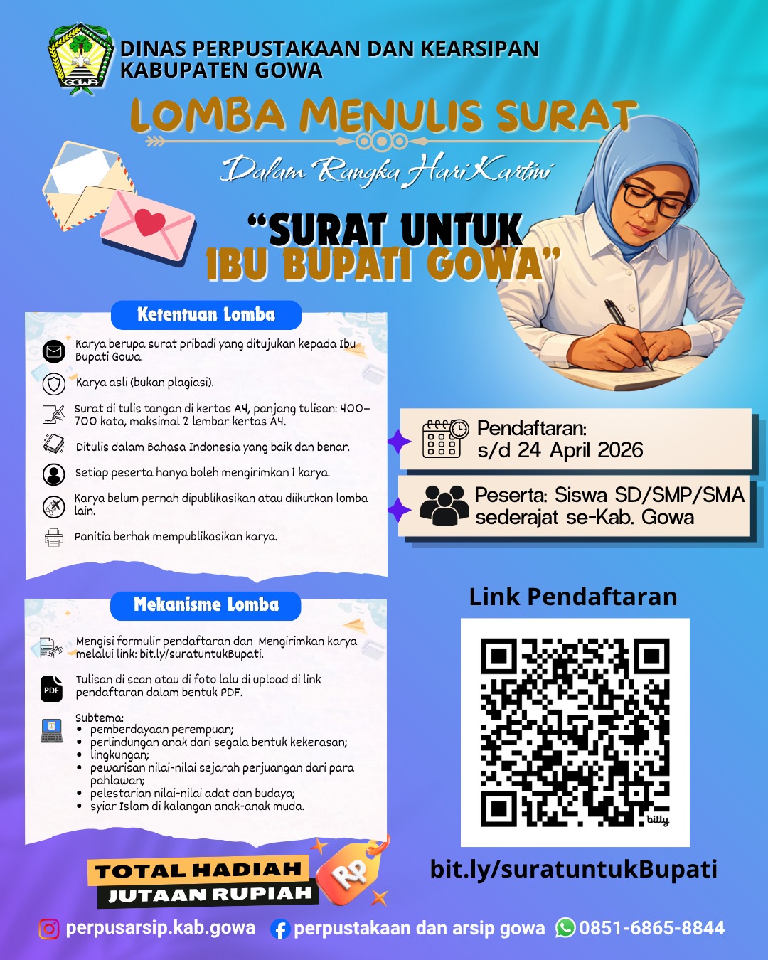 Peringati Hari Kartini 2026, Pemkab Gowa Dorong Literasi Generasi Muda Melalui Lomba Surat Untuk Bupati