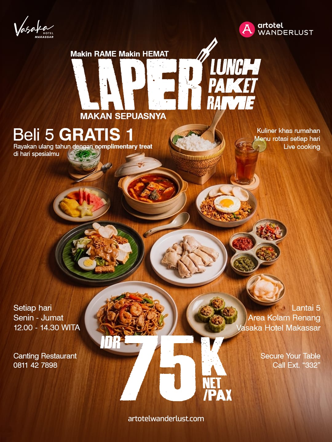 Lunch Seru dan Hemat di Vasaka Hotel Makassar lewat Promo “LAPER”