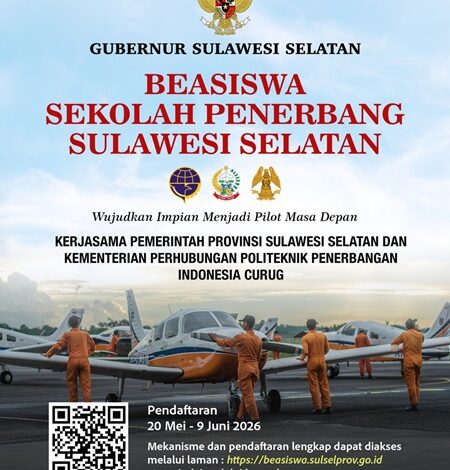 Pemprov Sulsel Buka Beasiswa Pilot 2026, Gubernur Andi Sudirman Ajak Generasi Muda Raih Cita-cita di Dunia Penerbangan