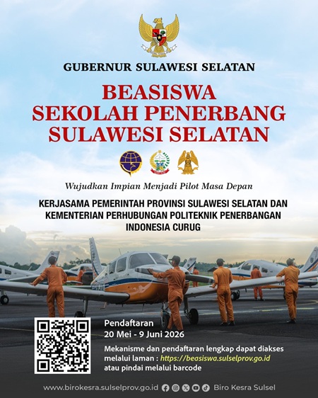 Pemprov Sulsel Buka Beasiswa Pilot 2026, Gubernur Andi Sudirman Ajak Generasi Muda Raih Cita-cita di Dunia Penerbangan