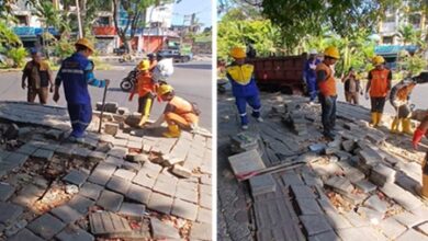 Usai Penertiban Lapak PKL, Dinas PU Makassar Benahi Trotoar dan Drainase Bulogading
