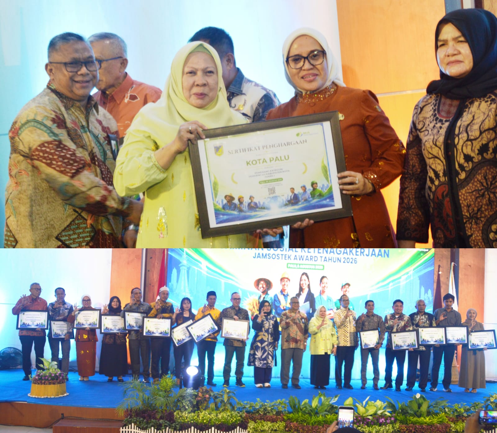 Kota Palu Raih Juara 1 Jamsostek Award 2026 Kategori Pemerintah Kabupaten/Kota