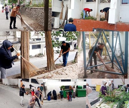 Jaga Kebersihan dan Kenyamanan, Staf Setda Kota Palu Kota Palu Gelar Kegiatan Bersih-Bersih Lingkungan