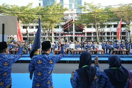 Defile Kafilah MTQ VIII KORPRI Nasional Resmi Dilepas di Balai Kota Makassar