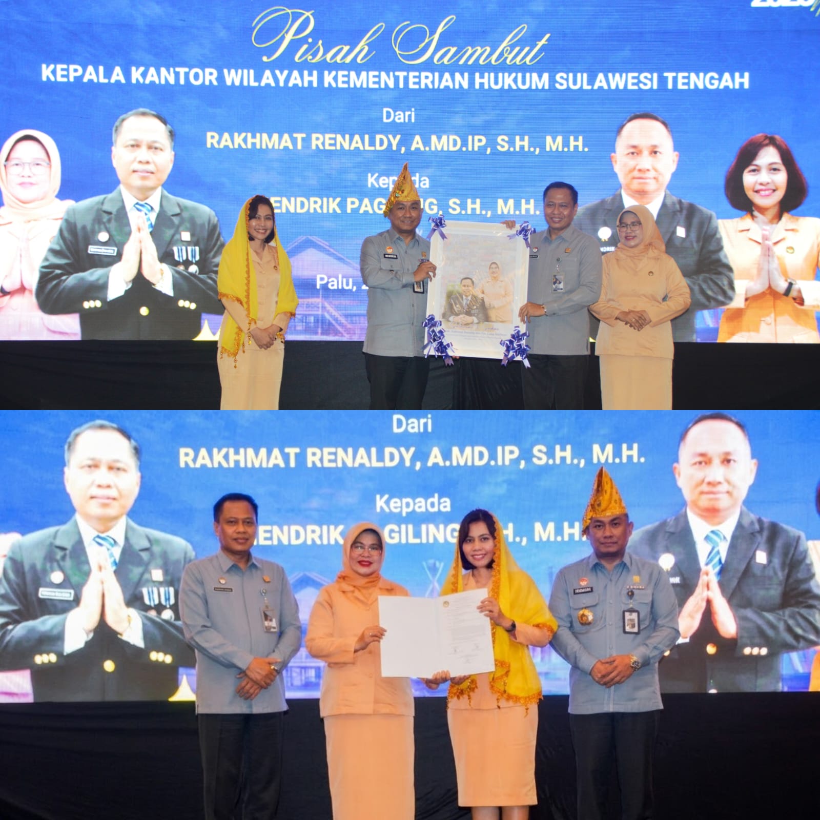 Pisah Sambut Kakanwil Kemenkum Sulteng di Palu: Rakhmat Renaldy Mutasi ke Kalsel, Hendrik Pagiling Siap Lanjutkan Sinergi