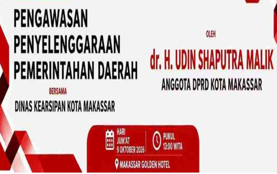 Perkuat Sinergi Pengawasan Pemerintahan Daerah 2026, Legislator Udin Saputra Malik Bersama Dinas Kearsipan Makassar Matangkan Persiapan Angkatan XI